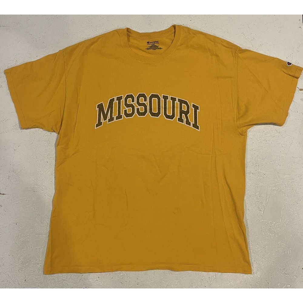 Champion‎ Missouri Mizzou Tigers Shirt Yellow Mens XXL 2XL Short Sleeve Football